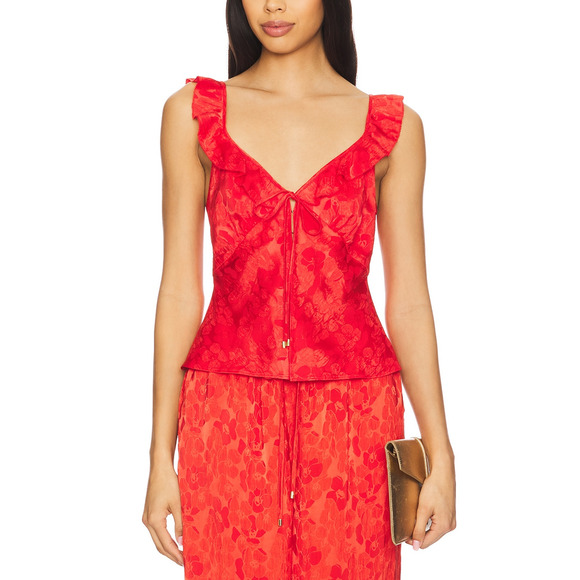 Roame. 'Freya' Red Acetate Cami Top Size 3 / L - Picture 1 of 4